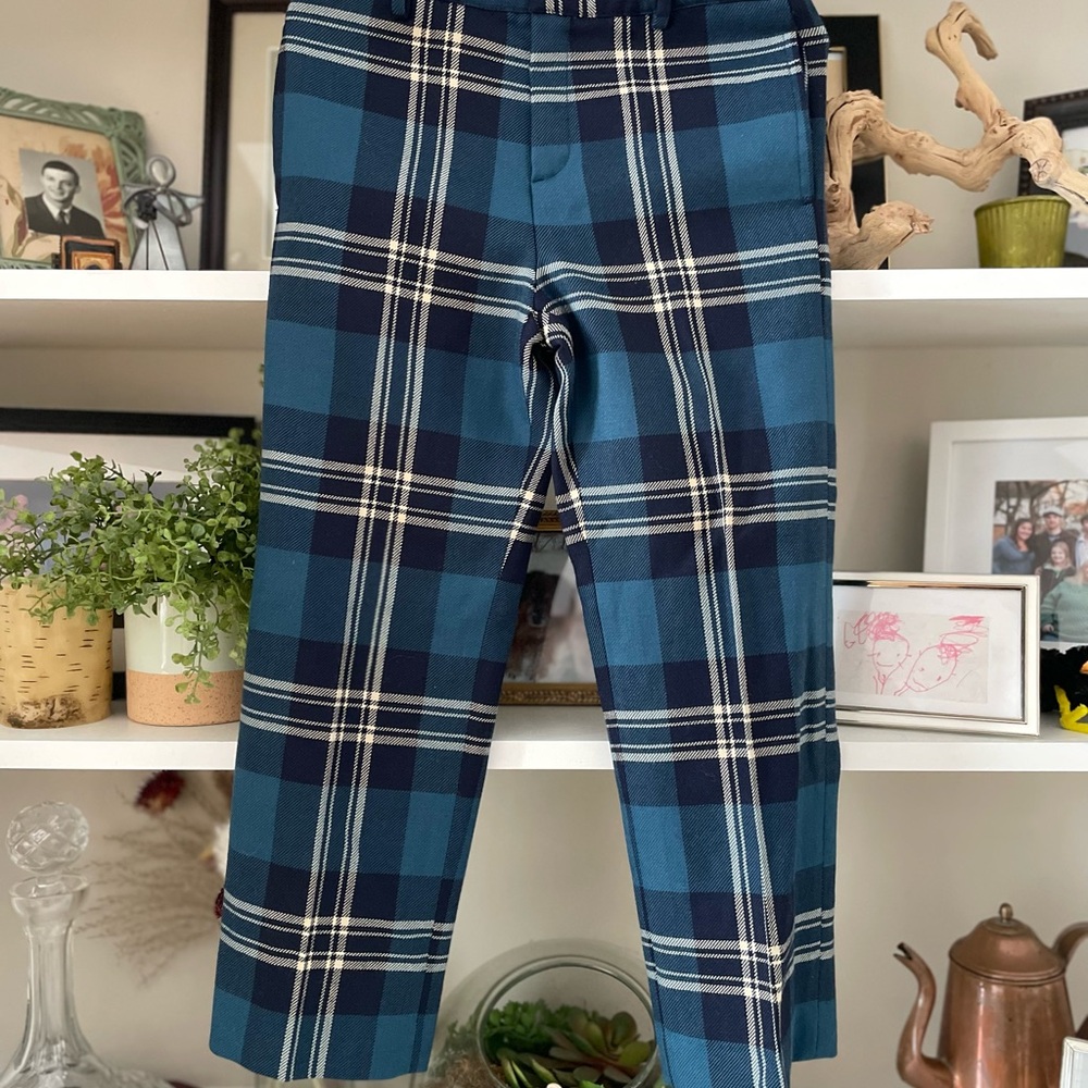 Papo d'Anjo Teal and Navy Plaid Chinos